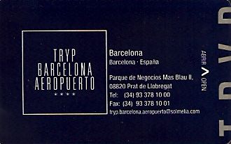 Hotel Keycard Sol Melia - Tryp Barcelona Spain Front