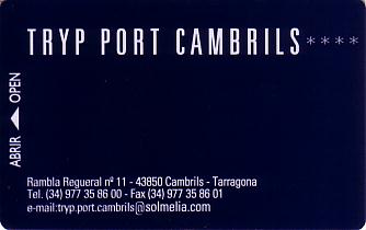 Hotel Keycard Sol Melia - Tryp Cambrils Spain Front