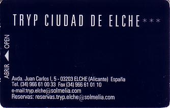 Hotel Keycard Sol Melia - Tryp Elche Spain Front