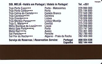 Hotel Keycard Sol Melia - Tryp Lisbon Portugal Back